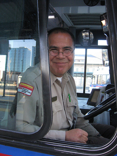 Spending on transportation operating expenses, like this bus driver's salary, create the most jobs, according to a new report. Photo: via Flickr.