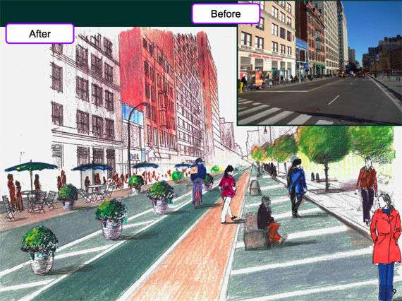 What Union Square North will look like when this project is complete. Rendering: NYCDOT
