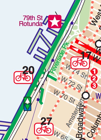 The city's bike map, co-published by the Parks Department, clearly shows the 72nd Street path as part of the bike system.