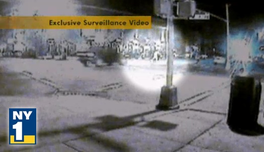 Security camera footage shows yesterday's deadly hit-and-run in Bensonhurst. Image: NY1.