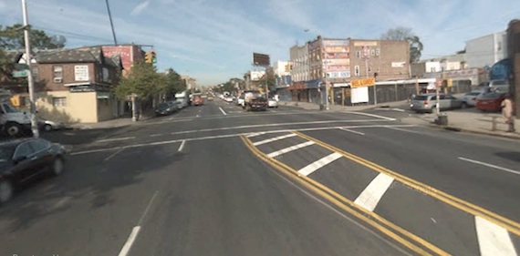 The intersection of Northern Boulevard and 108th Street is dangerous enough that Mayor Bloomberg announced the city's Pedestrian Safety Plan there, but has Corona received the livable streets improvements found elsewhere in the city? Image: Google Street View.