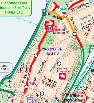 Upper Manhattan needs more bike infrastructure, including a safe connection between the Hudson and Harlem River Greenways.