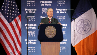 Mayor Bloomberg delivering the State of the City today. Image: NYC.gov.