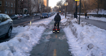 The Prospect Park West bike lane, January 16, 2010.