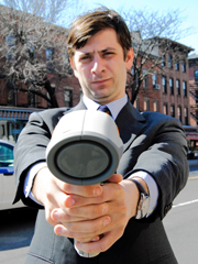 For a while, City Council Member Steve Levin was the only person in the 76th Precinct with a radar gun -- the local police didn't have one until last week. Photo: Elizabeth Graham/Brooklyn Paper