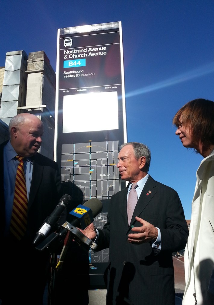 MTA Chairman and CEO Tom Prendergast, Mayor Michael Bloomberg, and DOT Commissioner Janette Sadik-Khan. Photo: Stephen Miller