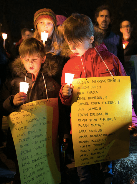 Marchers at last night's traffic safety protest in Fort Greene. Photo: Dmitry Gudkov