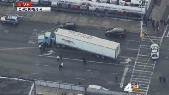 Unlicensed truck driver Mauricio Osorio-Palaminos killed Moshat Nahian, a third-grader who was walking to school this morning with his sister. Photo: WNBC via Daily News