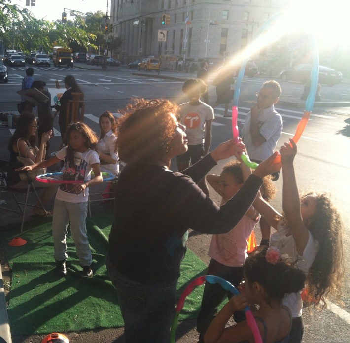 Last September, "Boogie on the Boulevard" organizers participated in Park(ing) Day to build momentum for their event. Photo: Transportation Alternatives