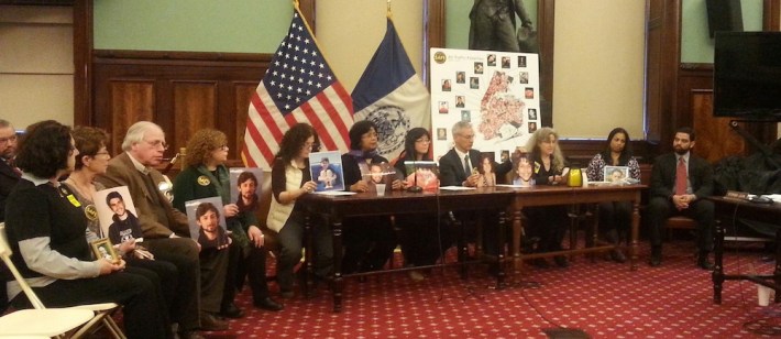 Family members of those killed in NYC traffic told their stories to the City Council transportation and public safety committees today. Photo: Stephen Miller