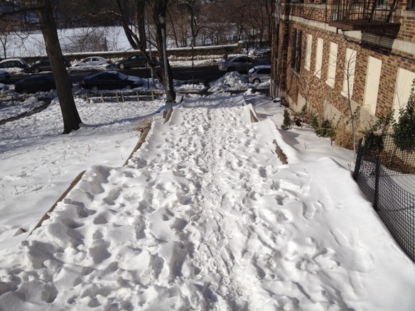 They haven't been visible for a while, but there are stairs under that snow. Photo: Brad Aaron