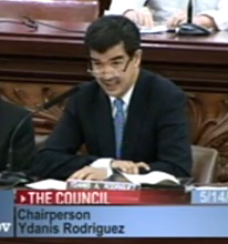 Rodriguez at this morning's committee vote in favor of supporting a 25 mph speed limit. Image: NYC Council