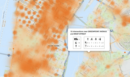 No need to reformat NYPD's monthly reports anymore. Now, crashes, fatalities and injuries can be easily mapped and sorted. And it's updated daily. Image: NYC Crashmapper