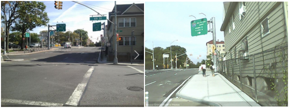 Before and after: 37th Avenue at 69th Street, looking east. Photos: Angus Grieve-Smith