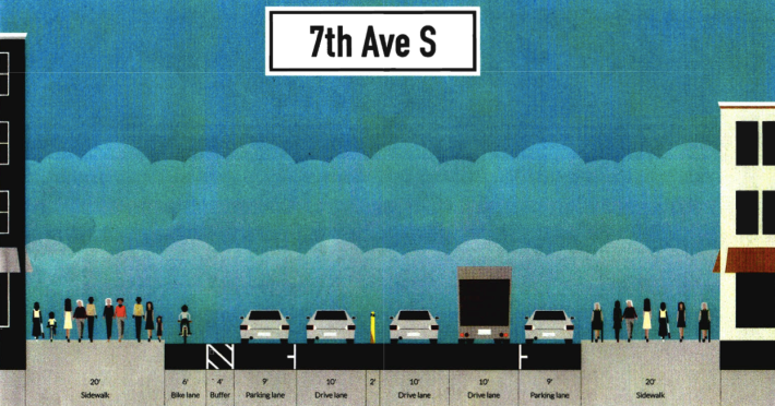 What began as a push to extend a neighborhood slow zone has grown into a complete streets request for Seventh Avenue. Image: PS 41 Parents