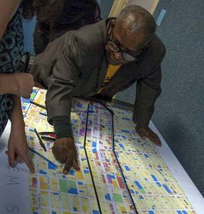 Residents point out dangerous locations on Atlantic Avenue at a meeting hosted by Transportation Alternatives on Saturday. Photo: Mia Moffett