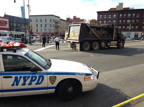A dump truck driver fatally struck Winnifred Matthias, 77, at the intersection of Flatbush and Atlantic Avenues. NYPD said Matthias was walking "outside the crosswalk." No charges were filed. Photo: Ian Dutton