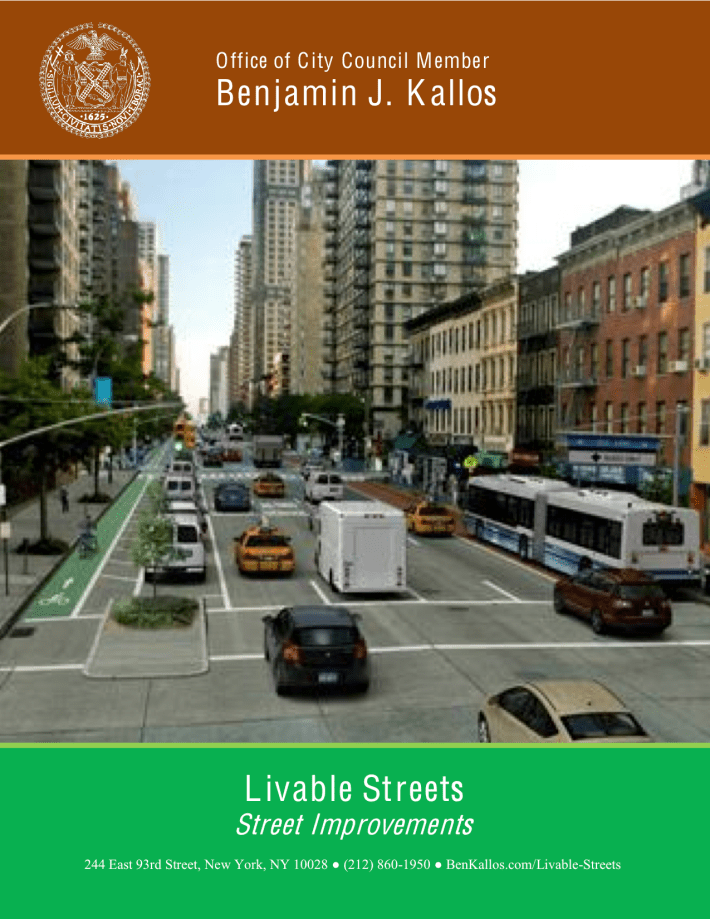 A new report from Ben Kallos on livable streets and traffic safety doesn't offer weighty recommendations on much of either.