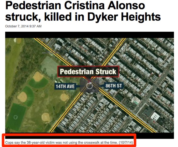 Based on press leaks it seems NYPD still presumes the victim is at fault in most serious crashes. Image: News 12