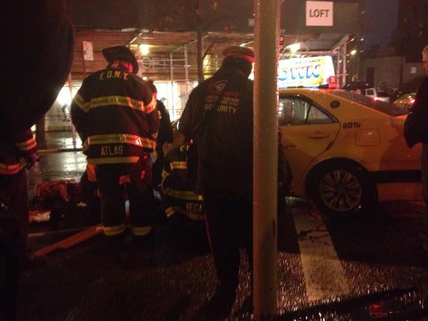 A cab driver struck a pedestrian at Broadway and West