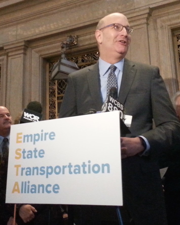 Former MTA Chairman (and current Alta Bicycle Share CEO) Jay Walder speaks at Grand Central Terminal today. Photo: Stephen Miller
