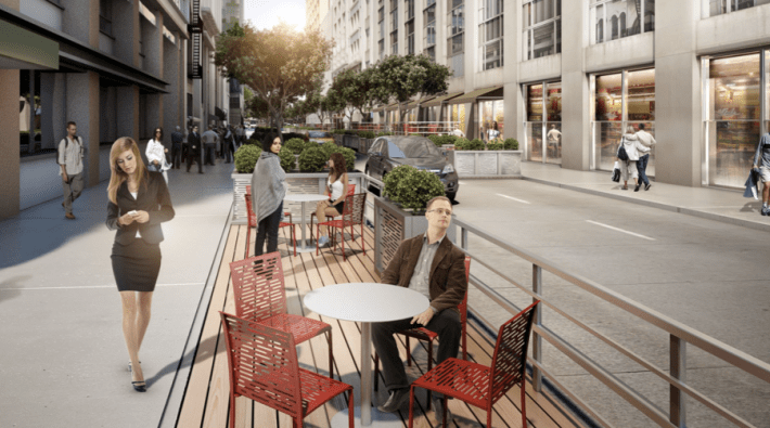 While Vision42 might not happen soon, Boulevard 41 is more likely. The plan from the Bryant Park Corporation has approvals in hand but needs funding from adjacent property owners. Image: Bryant Park Corporation [PDF]