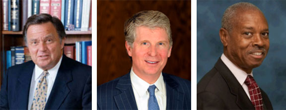 Queens DA Richard Brown, Manhattan DA Cy Vance, and Bronx DA Robert Johnson.