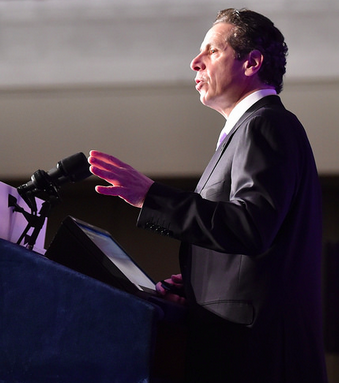 Governor Cuomo talks transportation this morning. Photo: Governor's Office/Flickr