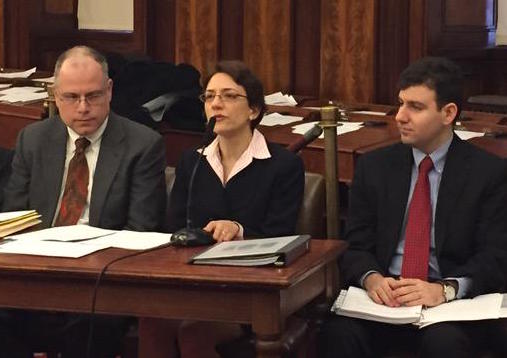 DOT Commissioner Polly Trottenberg testifies, flanked by Peter Cafiero of the MTA, left, and Eric Beaton of DOT, right. Photo: Brad Lander/Twitter