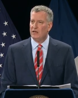 Mayor de Blasio announces a new citywide ferry system, and repeats his old BRT promises. Photo: Mayor's Office/YouTube