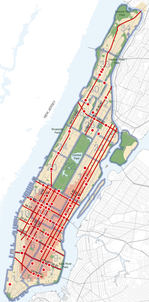 Priority intersections, corridors and areas identified by DOT.