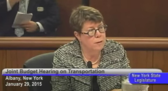 State DOT Commissioner Joan McDonald on bike-ped funding: Trust us. Image via YouTube