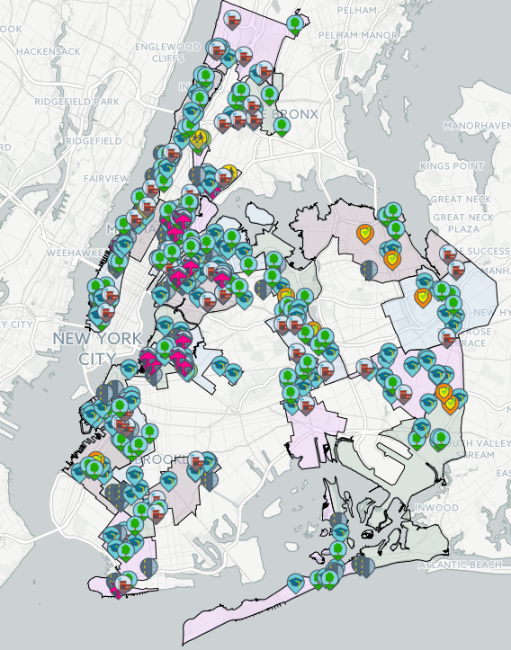 Projects are located in . Map: NYC Council