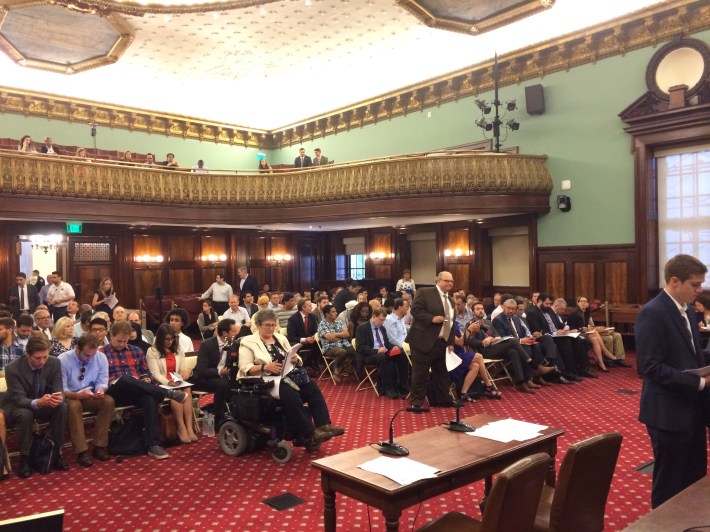 The scene at today's transportation committee hearing. Photo: Stephen Miller