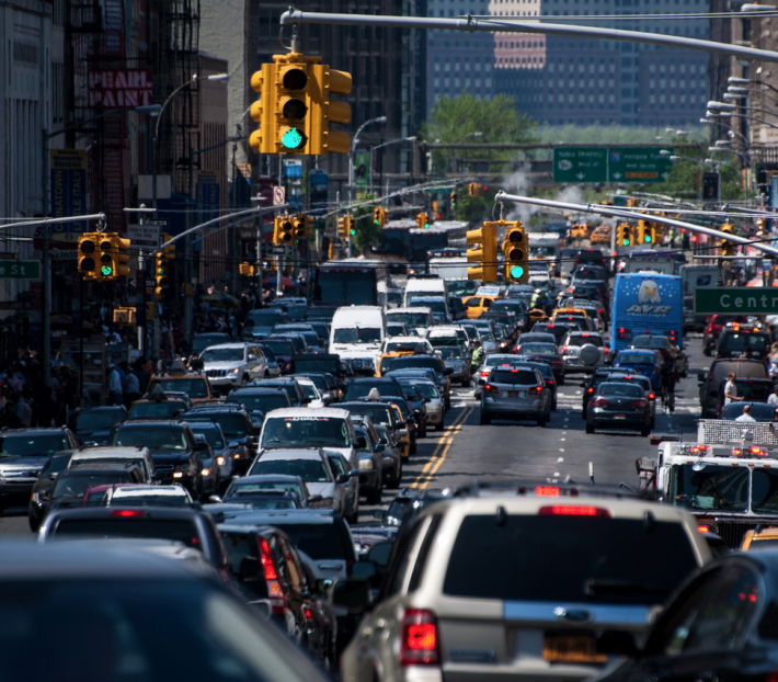 Are for-hire vehicles like Uber making Manhattan traffic worse? The city thinks so, and wants to slow down new licenses to study the issue. Photo: Clemens v. Vogelsang/Flickr