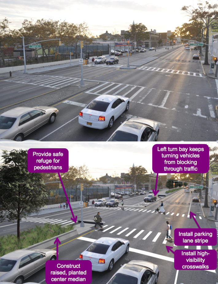 This is one of the marquee Vision Zero projects under the "Great Streets" initiative. Image: DOT [PDF]