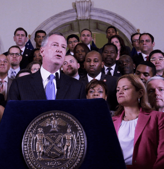 Mayor Bill de Blasio announces the fiscal year 2016 budget deal with the City Council. Photo: NYC Council/Flickr
