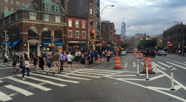 Pedestrians have a bit more breathing room, and a head start on turning drivers, at Seventh Avenue South and W. 4th Street.