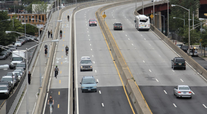 Wait til next year, again: The Pulaski Bridge bike path has been delayed until April 2015. Rendering: DOT