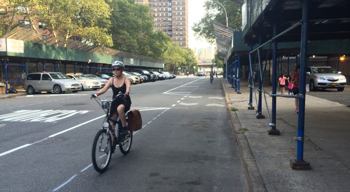 The bikeway isn't complete yet, but it's already getting used. Photo: Stephen Miller