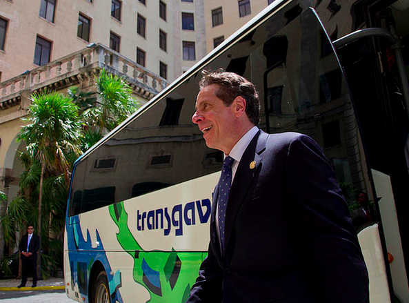 Cuomo gets off a bus in Havana. Photo: Governor's Office/Flickr