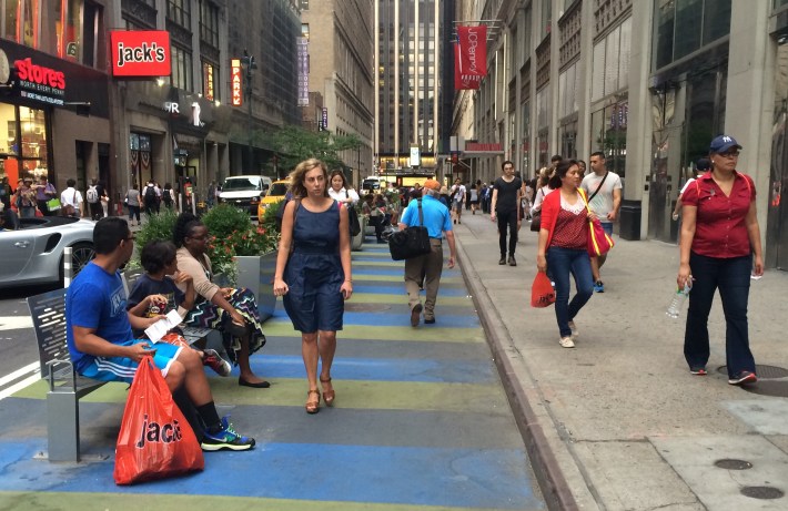This pedestrian space could be replaced with loading zones. Photo: Stephen Miller