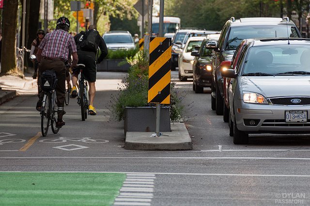 Streetsblog readers are thrilled at the prospect of protected lanes like this running across Midtown Manhattan. Image: Dylan Passmore