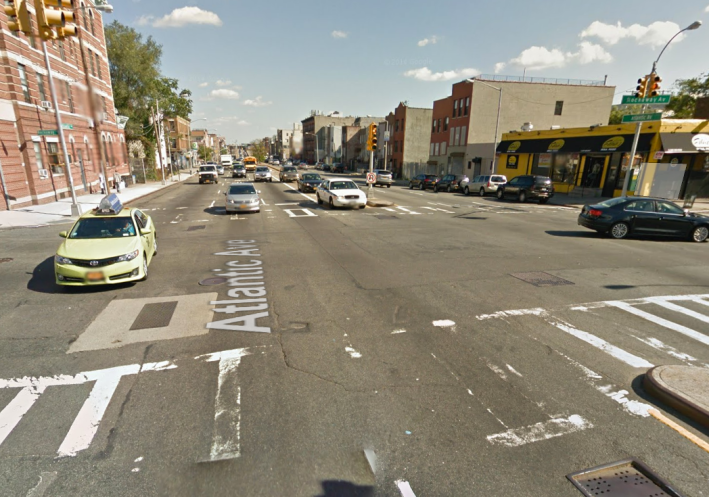 Rodney Graham, 49, was killed early Sunday while crossing this dangerous intersection on Atlantic Avenue in the rain. Image: Google Maps