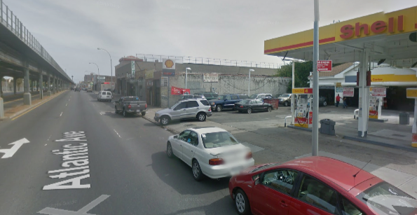 Atlantic Avenue location where a school bus driver fatally struck Gwendolyn Booker on the sidewalk last Friday. Image: Google Maps