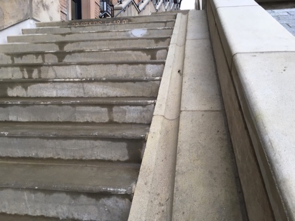 Each individual staircase, north and south, has a bike ramp.