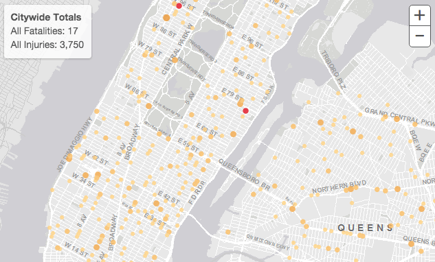 DOT's VIsion Zero View online platforms visualizes crash injury and fatality data. Image: Vision Zero View