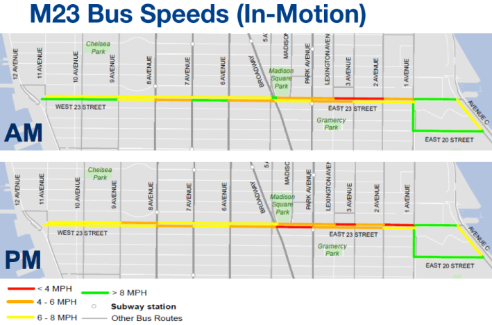 The new M23 Select Bus Service will speed up on the slowest bus routes in the city. Image: DOT/MTA
