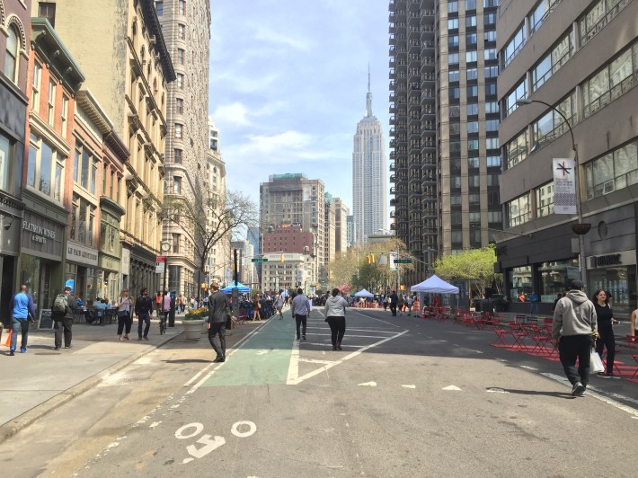 Broadway between 17th and 23rd Streets was closed to traffic for four hours today. Photo: David Meyer