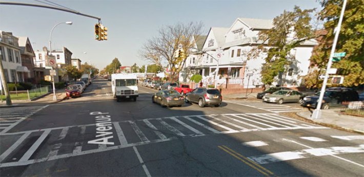 Avenue P and E 12th Street, facing west.